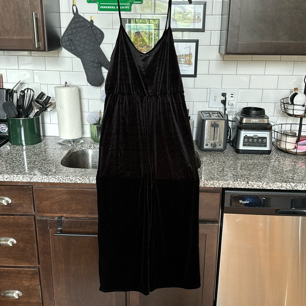 Black velvet jumpsuit